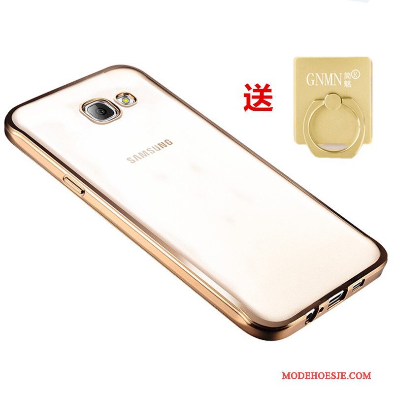 Hoesje Samsung Galaxy A3 2016 Siliconen Doorzichtig Goud, Hoes Samsung Galaxy A3 2016 Zacht