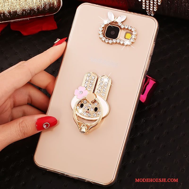 Hoesje Samsung Galaxy A3 2016 Strass Ring Roze, Hoes Samsung Galaxy A3 2016 Siliconen Doorzichtigtelefoon