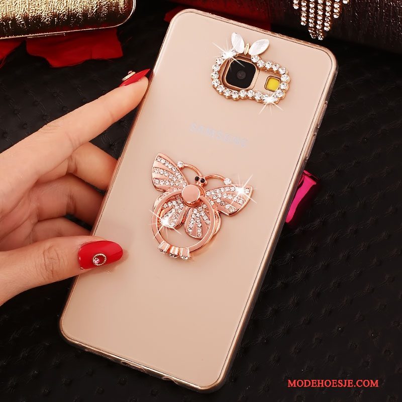 Hoesje Samsung Galaxy A3 2016 Strass Ring Roze, Hoes Samsung Galaxy A3 2016 Siliconen Doorzichtigtelefoon