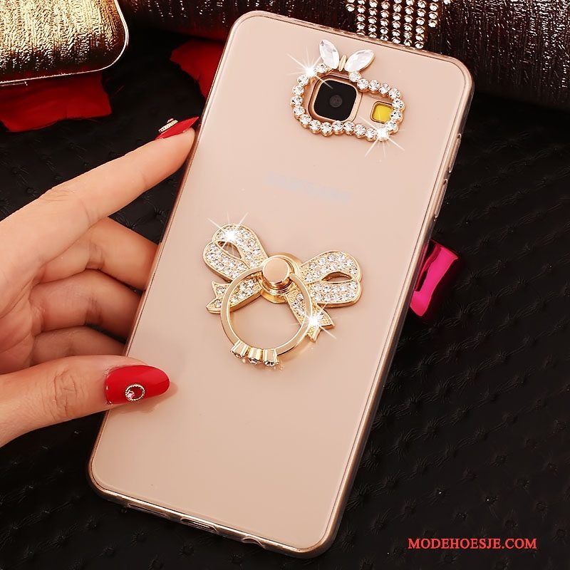 Hoesje Samsung Galaxy A3 2016 Strass Ring Roze, Hoes Samsung Galaxy A3 2016 Siliconen Doorzichtigtelefoon