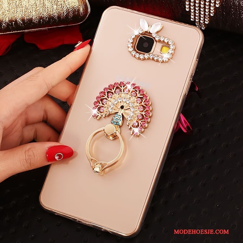 Hoesje Samsung Galaxy A3 2016 Strass Ring Roze, Hoes Samsung Galaxy A3 2016 Siliconen Doorzichtigtelefoon