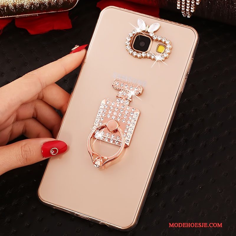 Hoesje Samsung Galaxy A3 2016 Strass Ring Roze, Hoes Samsung Galaxy A3 2016 Siliconen Doorzichtigtelefoon