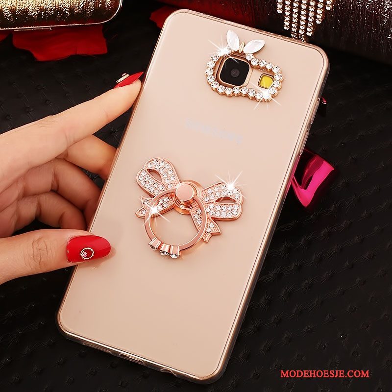 Hoesje Samsung Galaxy A3 2016 Strass Ring Roze, Hoes Samsung Galaxy A3 2016 Siliconen Doorzichtigtelefoon