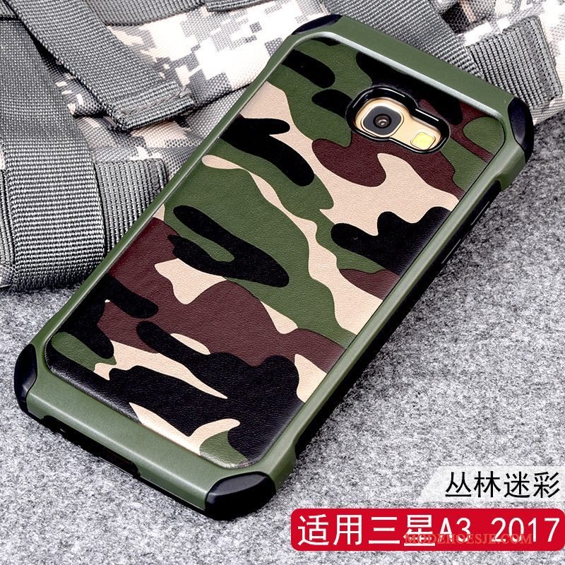 Hoesje Samsung Galaxy A3 2017 Siliconen Camouflage Blauw, Hoes Samsung Galaxy A3 2017 Bescherming Anti-falltelefoon