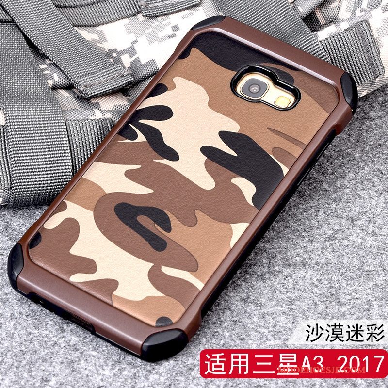 Hoesje Samsung Galaxy A3 2017 Siliconen Camouflage Blauw, Hoes Samsung Galaxy A3 2017 Bescherming Anti-falltelefoon