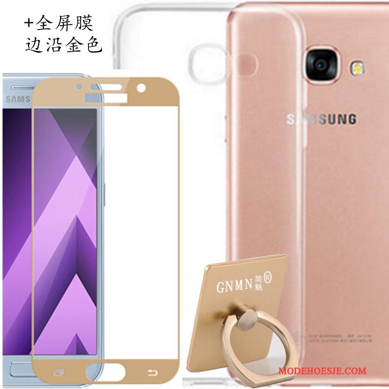 Hoesje Samsung Galaxy A3 2017 Siliconen Doorzichtig Wit, Hoes Samsung Galaxy A3 2017 Zacht Telefoon