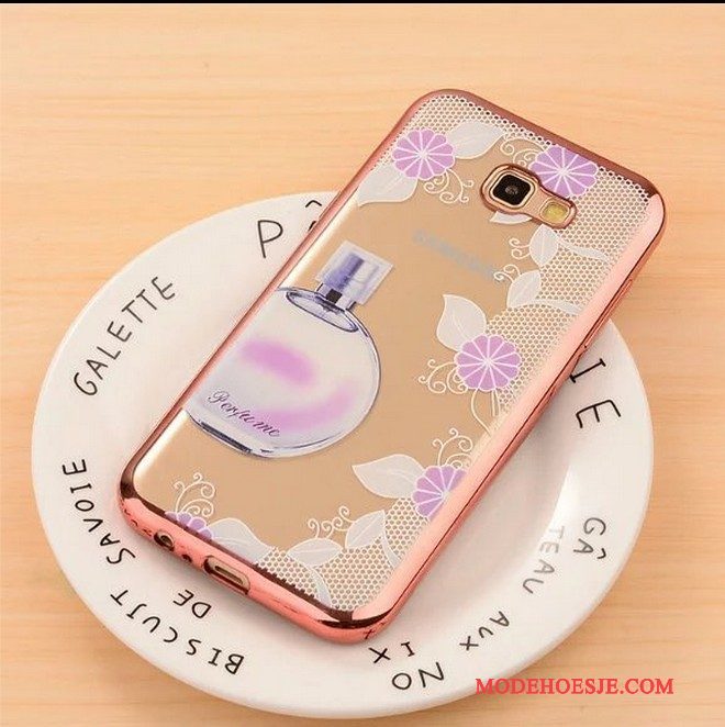 Hoesje Samsung Galaxy A3 2017 Spotprent Telefoon Plating, Hoes Samsung Galaxy A3 2017 Bescherming Anti-fall Roze