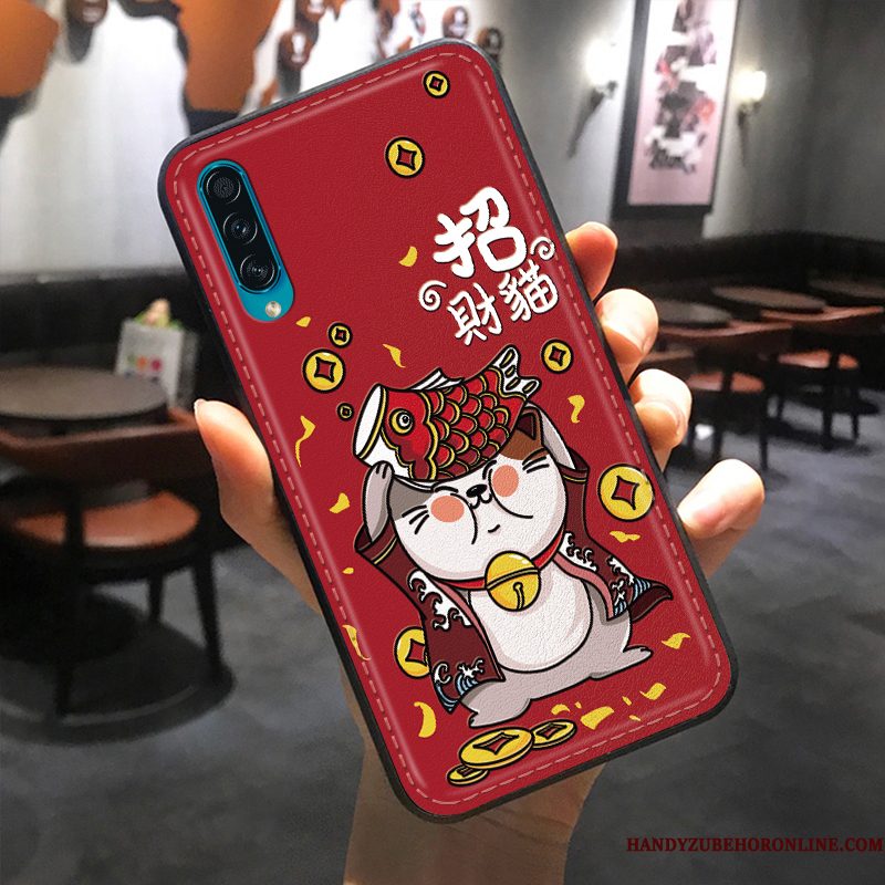 Hoesje Samsung Galaxy A30s Bescherming Kat Rat, Hoes Samsung Galaxy A30s Scheppend Rood Patroon