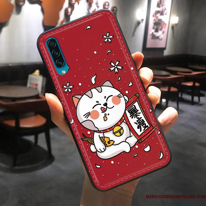 Hoesje Samsung Galaxy A30s Bescherming Kat Rat, Hoes Samsung Galaxy A30s Scheppend Rood Patroon