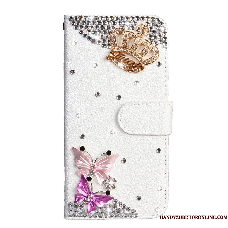 Hoesje Samsung Galaxy A30s Bescherming Telefoon Wit, Hoes Samsung Galaxy A30s Strass Vlinder Bloemen