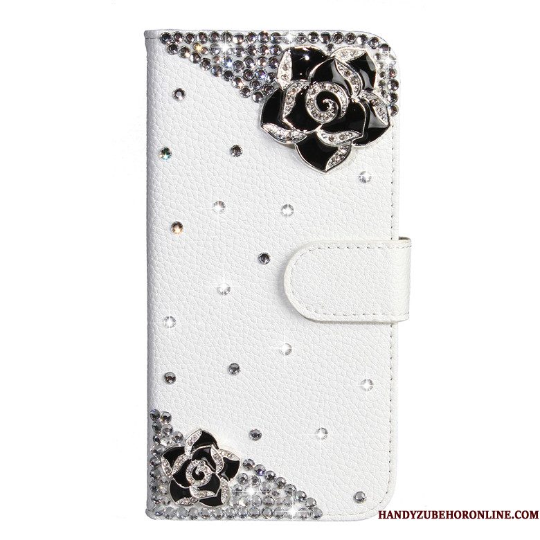 Hoesje Samsung Galaxy A30s Bescherming Telefoon Wit, Hoes Samsung Galaxy A30s Strass Vlinder Bloemen