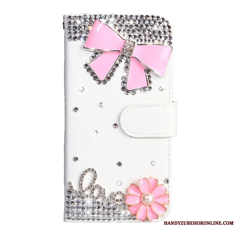 Hoesje Samsung Galaxy A30s Bescherming Telefoon Wit, Hoes Samsung Galaxy A30s Strass Vlinder Bloemen