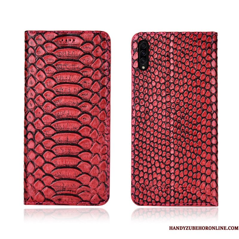 Hoesje Samsung Galaxy A30s Folio Telefoon Schrobben, Hoes Samsung Galaxy A30s Bescherming Rood Trendy Merk