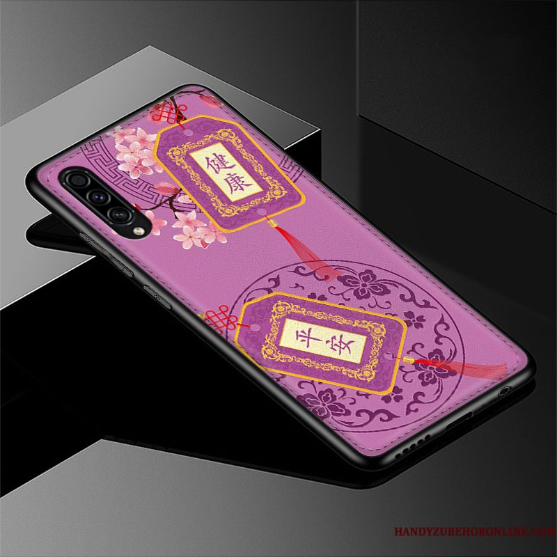 Hoesje Samsung Galaxy A30s Leer Patroon Purper, Hoes Samsung Galaxy A30s Zacht Trend Persoonlijk