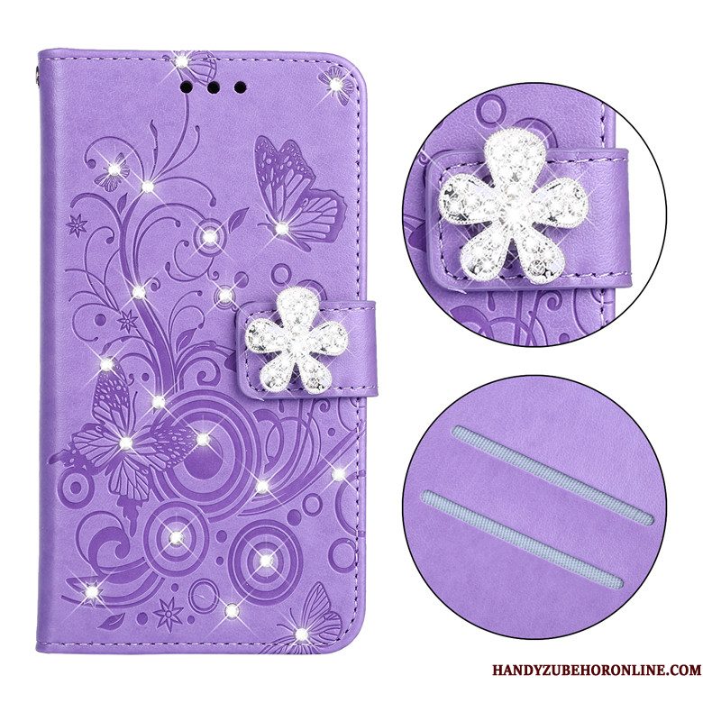 Hoesje Samsung Galaxy A30s Siliconen Purper Anti-fall, Hoes Samsung Galaxy A30s Zacht Telefoon Vlinder