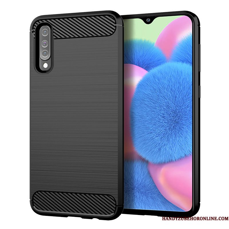 Hoesje Samsung Galaxy A30s Zacht Anti-fall Zijde, Hoes Samsung Galaxy A30s Siliconen Fiber Blauw