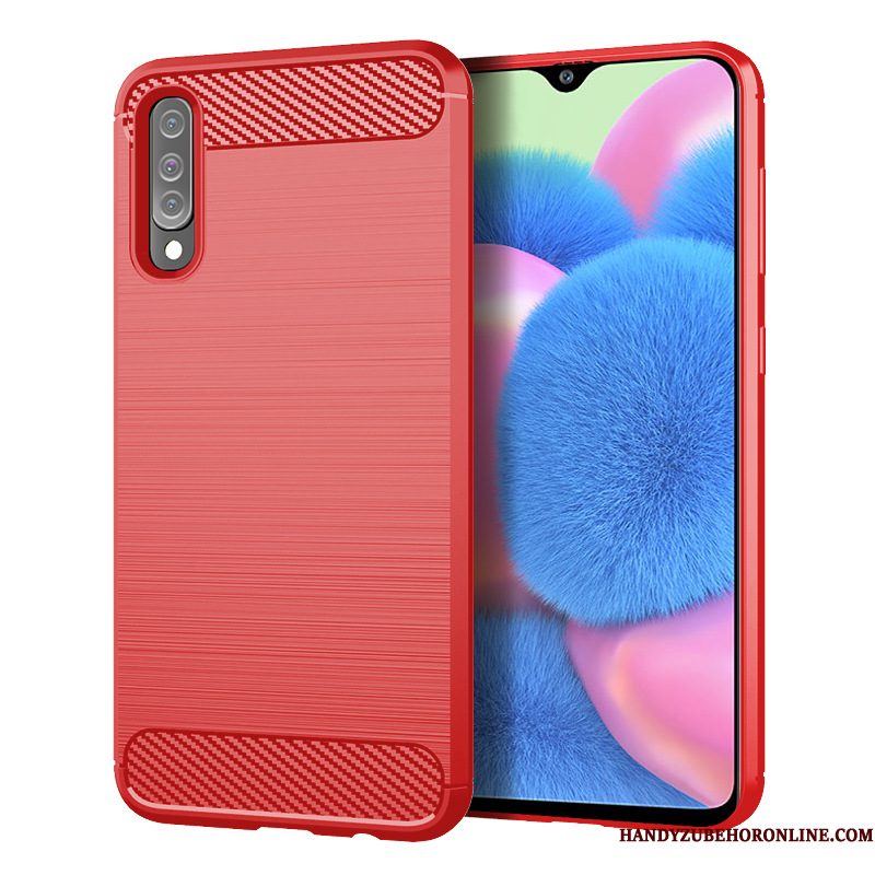 Hoesje Samsung Galaxy A30s Zacht Anti-fall Zijde, Hoes Samsung Galaxy A30s Siliconen Fiber Blauw