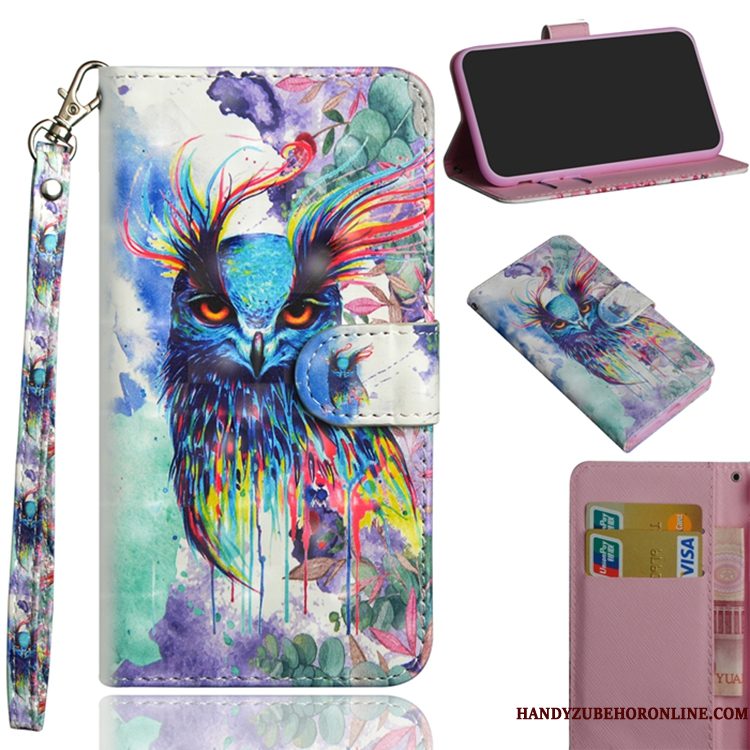 Hoesje Samsung Galaxy A40 Folio Anti-falltelefoon, Hoes Samsung Galaxy A40 Leer Purper