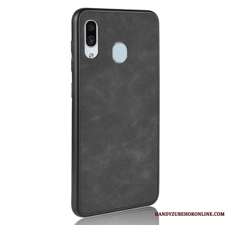 Hoesje Samsung Galaxy A40 Leer Grijs Trend, Hoes Samsung Galaxy A40 Zakken Telefoon