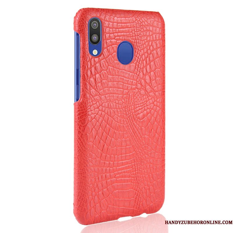 Hoesje Samsung Galaxy A40 Leer Krokodillenleertelefoon, Hoes Samsung Galaxy A40 Zakken Blauw Hard