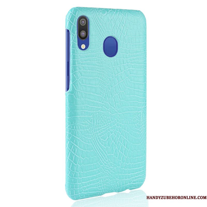 Hoesje Samsung Galaxy A40 Leer Krokodillenleertelefoon, Hoes Samsung Galaxy A40 Zakken Blauw Hard