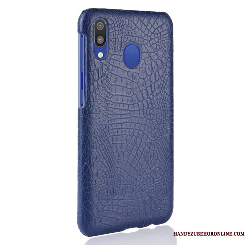 Hoesje Samsung Galaxy A40 Leer Krokodillenleertelefoon, Hoes Samsung Galaxy A40 Zakken Blauw Hard