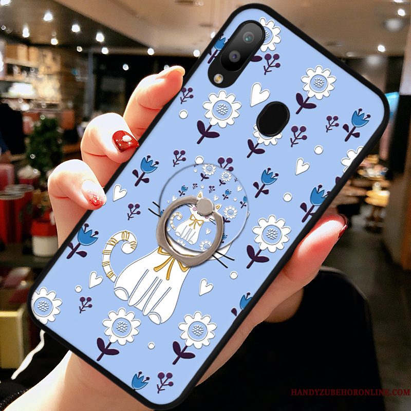 Hoesje Samsung Galaxy A40 Zacht Blauwtelefoon, Hoes Samsung Galaxy A40 Siliconen Kat Anti-fall