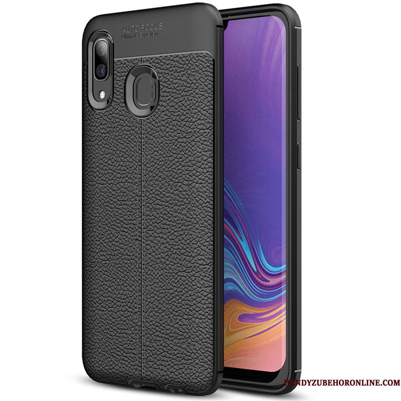 Hoesje Samsung Galaxy A40 Zacht Rood Patroon, Hoes Samsung Galaxy A40 Leer Eenvoudige Soort Aziatische Vrucht