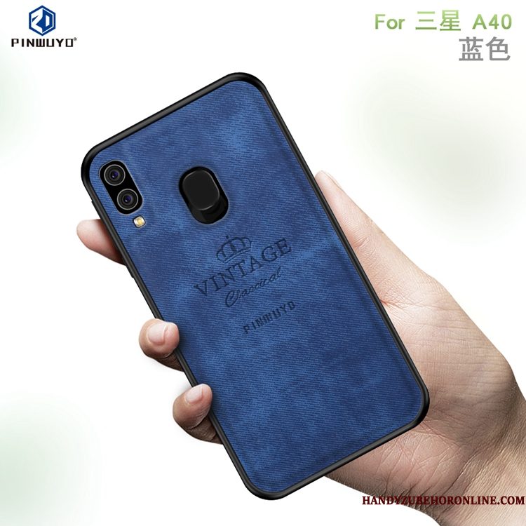 Hoesje Samsung Galaxy A40 Zakken Telefoon Patroon, Hoes Samsung Galaxy A40 Canvas Dun