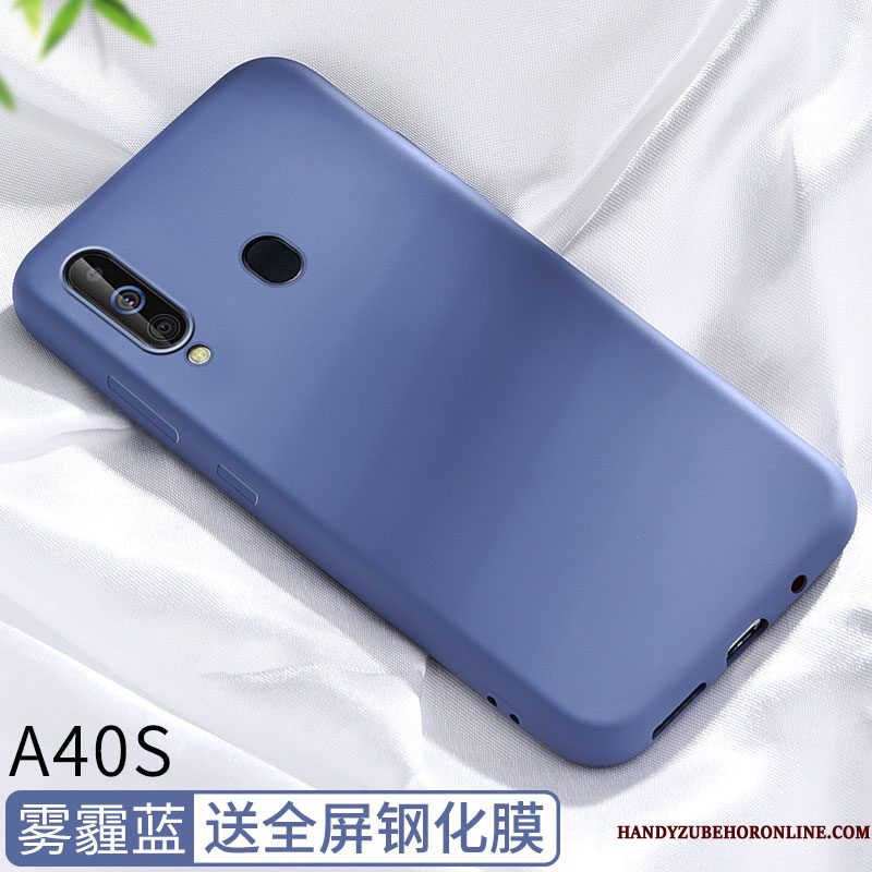 Hoesje Samsung Galaxy A40s Zacht Mesh Schrobben, Hoes Samsung Galaxy A40s Siliconen Zwarttelefoon