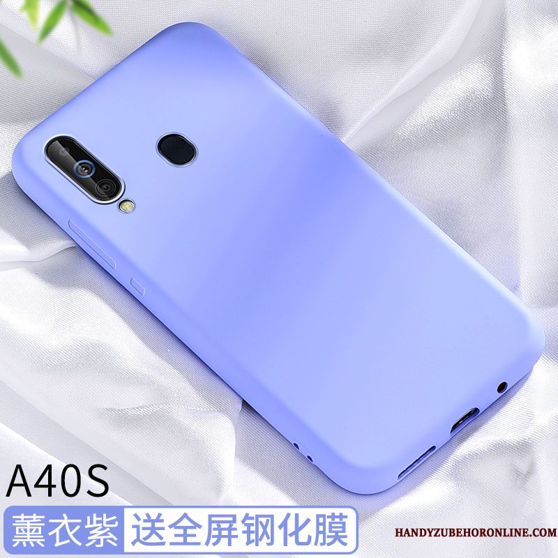 Hoesje Samsung Galaxy A40s Zacht Mesh Schrobben, Hoes Samsung Galaxy A40s Siliconen Zwarttelefoon