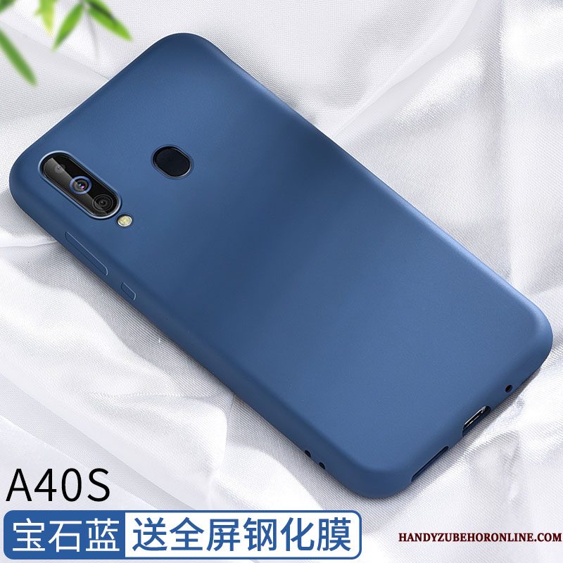 Hoesje Samsung Galaxy A40s Zacht Mesh Schrobben, Hoes Samsung Galaxy A40s Siliconen Zwarttelefoon