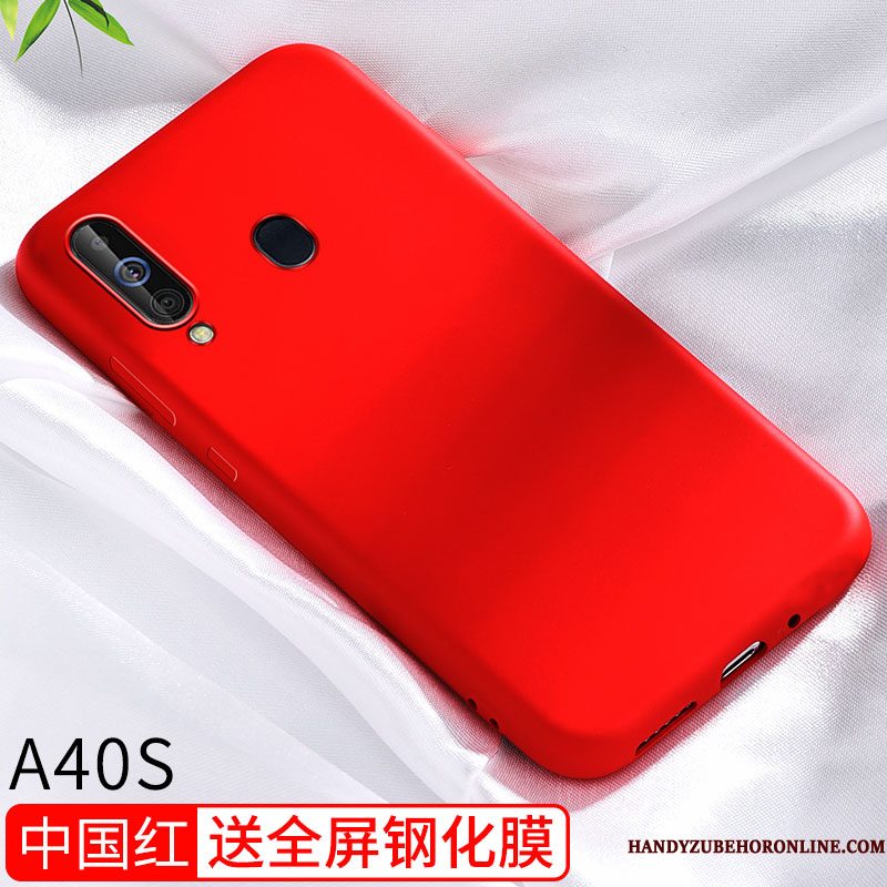 Hoesje Samsung Galaxy A40s Zacht Mesh Schrobben, Hoes Samsung Galaxy A40s Siliconen Zwarttelefoon