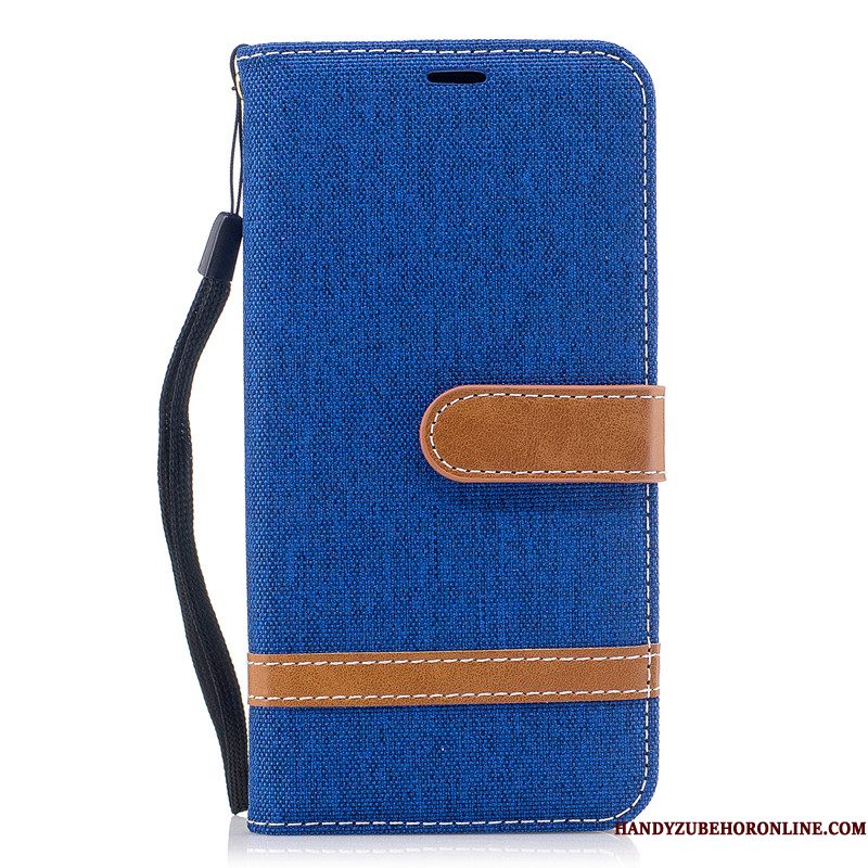 Hoesje Samsung Galaxy A41 Leer Grijstelefoon, Hoes Samsung Galaxy A41 Folio Denim Kaart