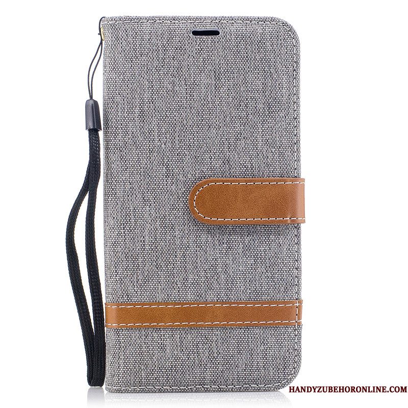 Hoesje Samsung Galaxy A41 Leer Grijstelefoon, Hoes Samsung Galaxy A41 Folio Denim Kaart