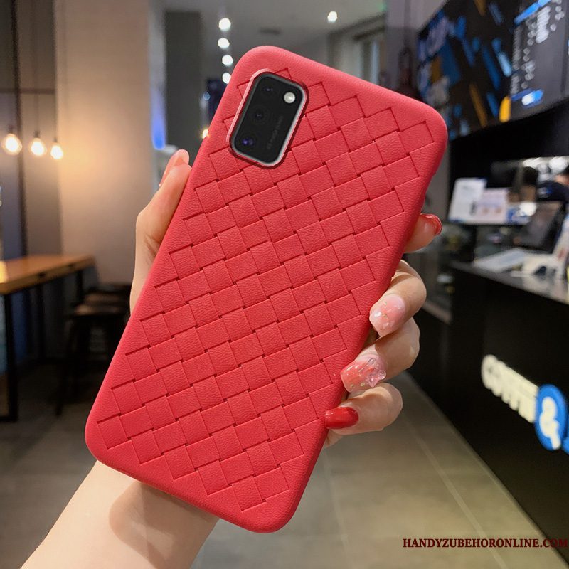 Hoesje Samsung Galaxy A41 Mode Effen Kleur Weven, Hoes Samsung Galaxy A41 Bescherming Telefoon Persoonlijk