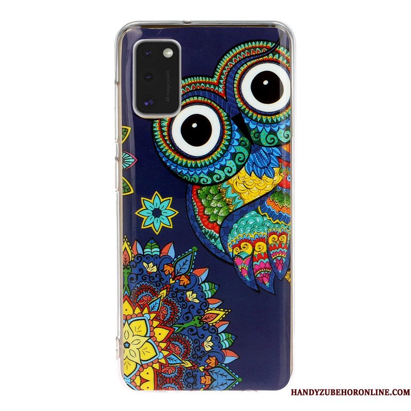 Hoesje Samsung Galaxy A41 Zakken Anti-fall Zwart, Hoes Samsung Galaxy A41 Spotprent Telefoon Lichtende