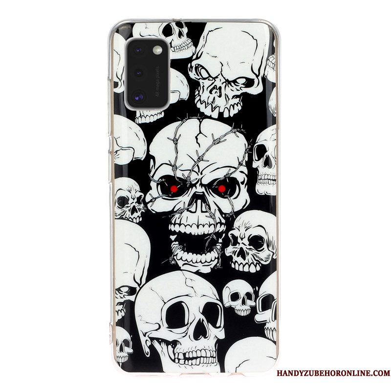 Hoesje Samsung Galaxy A41 Zakken Anti-fall Zwart, Hoes Samsung Galaxy A41 Spotprent Telefoon Lichtende