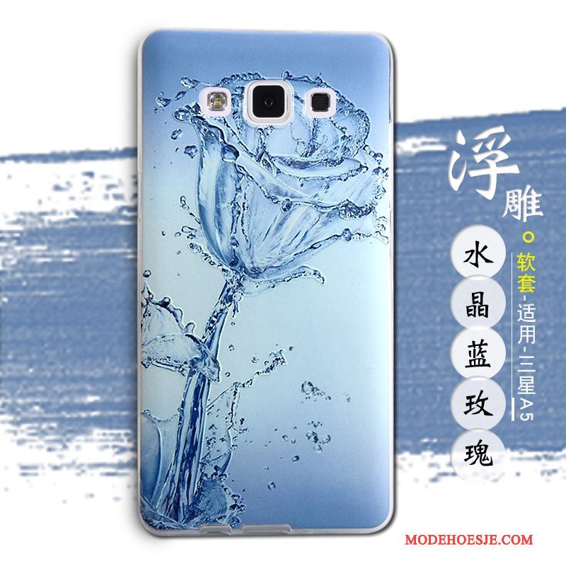 Hoesje Samsung Galaxy A5 2015 Spotprent Blauw Mooie, Hoes Samsung Galaxy A5 2015 Reliëf Anti-fall