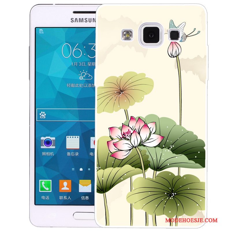 Hoesje Samsung Galaxy A5 2015 Spotprent Telefoon Groen, Hoes Samsung Galaxy A5 2015 Siliconen