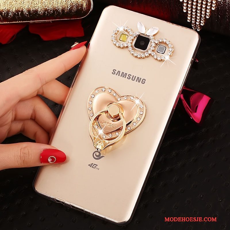 Hoesje Samsung Galaxy A5 2015 Spotprent Telefoon Trend, Hoes Samsung Galaxy A5 2015 Zacht Goud