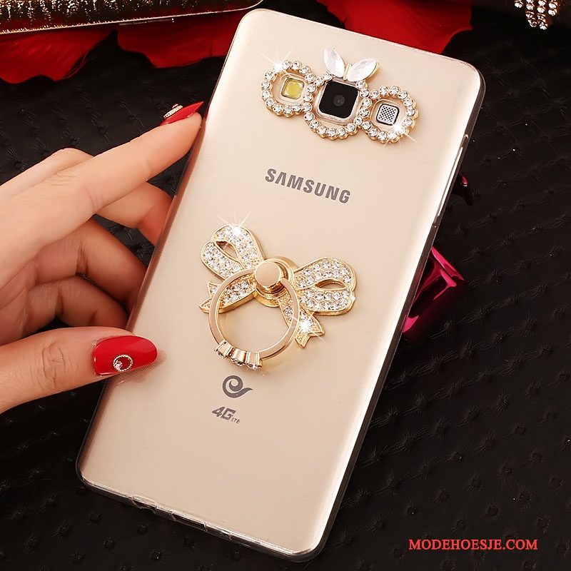 Hoesje Samsung Galaxy A5 2015 Spotprent Telefoon Trend, Hoes Samsung Galaxy A5 2015 Zacht Goud