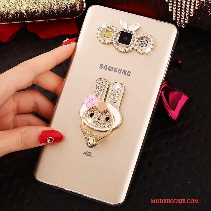 Hoesje Samsung Galaxy A5 2015 Spotprent Telefoon Trend, Hoes Samsung Galaxy A5 2015 Zacht Goud