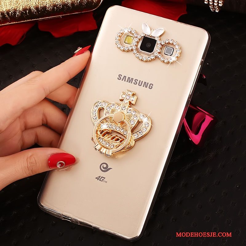 Hoesje Samsung Galaxy A5 2015 Spotprent Telefoon Trend, Hoes Samsung Galaxy A5 2015 Zacht Goud