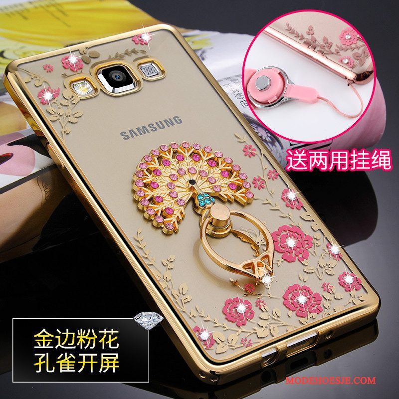 Hoesje Samsung Galaxy A5 2015 Zacht Doorzichtig Anti-fall, Hoes Samsung Galaxy A5 2015 Siliconen Goud Hanger