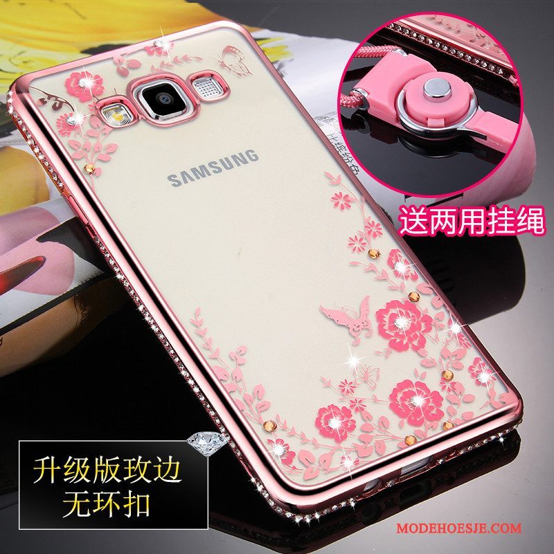 Hoesje Samsung Galaxy A5 2015 Zacht Doorzichtig Anti-fall, Hoes Samsung Galaxy A5 2015 Siliconen Goud Hanger