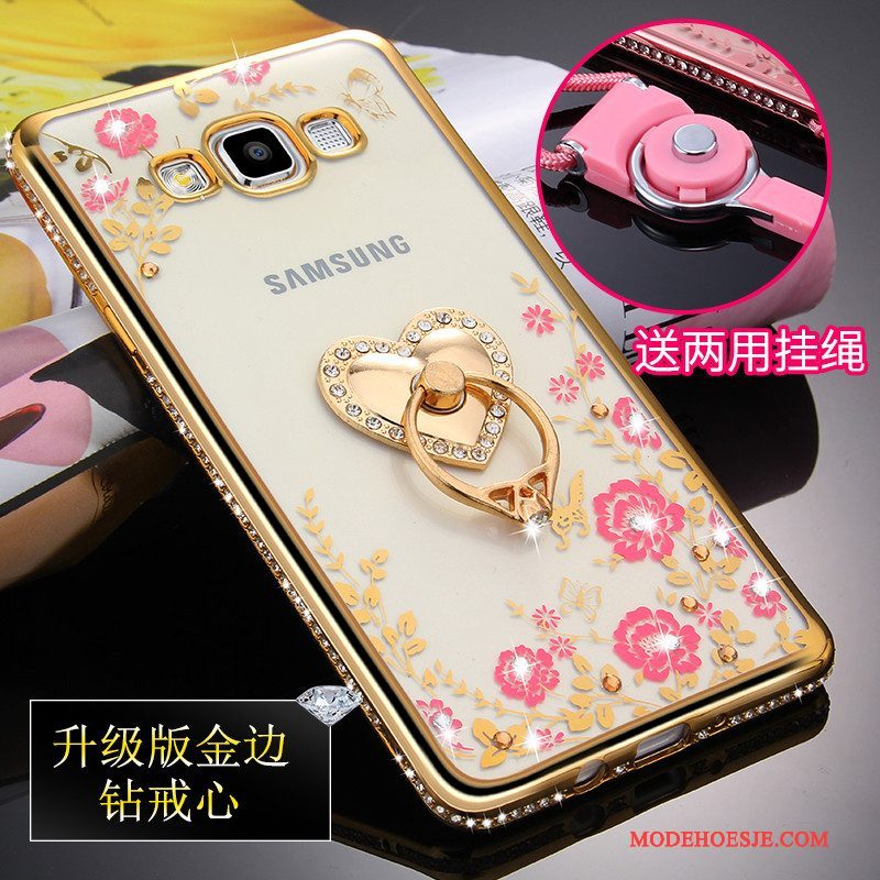 Hoesje Samsung Galaxy A5 2015 Zacht Doorzichtig Anti-fall, Hoes Samsung Galaxy A5 2015 Siliconen Goud Hanger