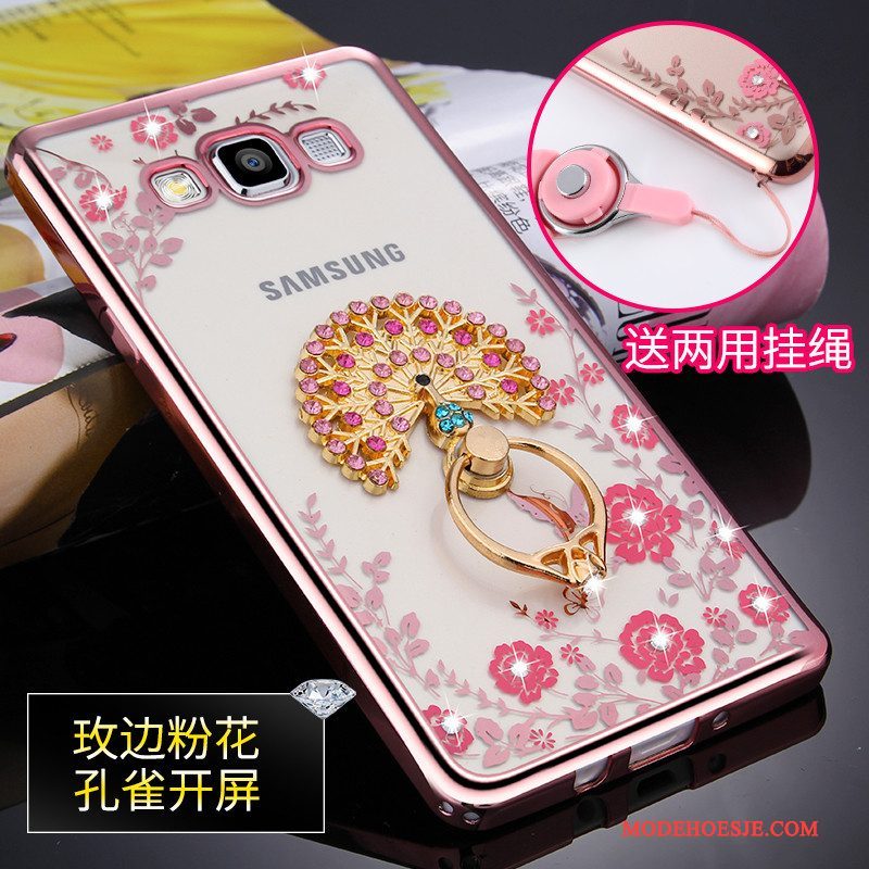 Hoesje Samsung Galaxy A5 2015 Zacht Doorzichtig Anti-fall, Hoes Samsung Galaxy A5 2015 Siliconen Goud Hanger