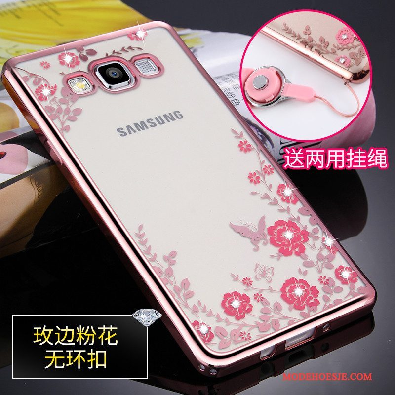 Hoesje Samsung Galaxy A5 2015 Zacht Doorzichtig Anti-fall, Hoes Samsung Galaxy A5 2015 Siliconen Goud Hanger