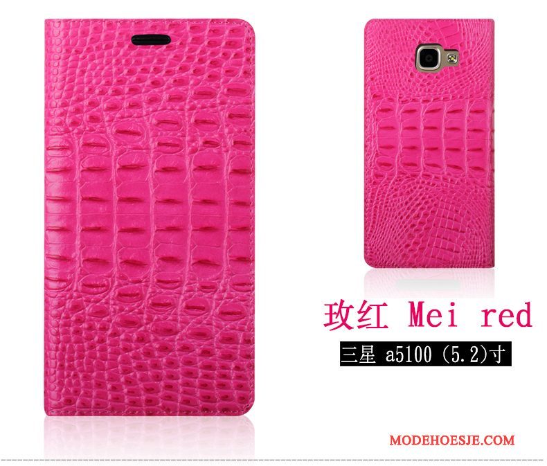 Hoesje Samsung Galaxy A5 2016 Leer Anti-fall Purper, Hoes Samsung Galaxy A5 2016 Bescherming Krokodillenleer